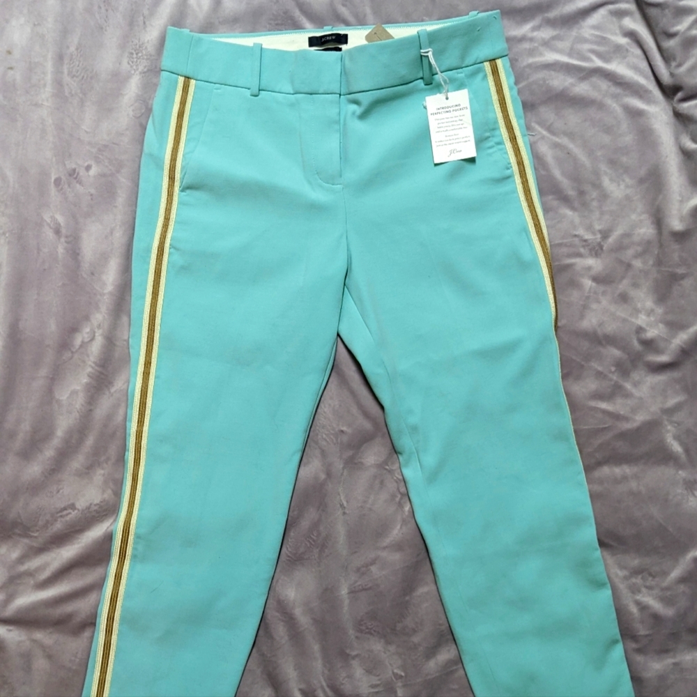 NWT *RARE* Mint J. Crew Cameron Stretch Chino Striped Tuxedo Pant - Size 10